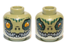 Minifigure, Head Dual Sided Alien Chima Crocodile with Bright Light Orange Eyes, Yellowish Green Lower Jaw, Dark Green Scales, and White Sharp Teeth, Wide / Narrow Eyes Pattern