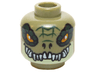 Minifigure, Head Alien Chima Crocodile with Dark Green Rimmed Eyes, Teeth and Yellowish Green Lower Jaw Pattern