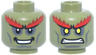 Minifigure, Head Dual Sided Alien, Red Bushy Eyebrows, Dark Bluish Gray Eye Shadow and Cheek Lines, Smile / Yellow Eyes, Grimmace Pattern