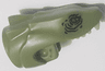 Serpent Basilisk Head with Yellow Eyes, Black Wrinkles and White Teeth Pattern