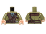 Torso LotR Cloak with Brown Collar and Straps Pattern (Legolas) / Olive Green Arms / Light Nougat Hands