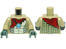 Torso Chima Crocodile Skin with Dark Red Tattered Cloth and Necklace with Dark Azure Round Jewel (Chi) Pattern / Olive Green Arms / Dark Green Hands