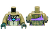 Torso Crocodile Skin with Medium Lavender Bikini Top and Necklace with Blue Round Jewel (Chi) Pattern / Olive Green Arms / Dark Green Hands