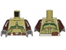 Torso SW Armor with White and Reddish Brown Belt and Dark Green Markings Pattern / Dark Brown Arms / Dark Bluish Gray Hands