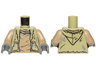 Torso Vest Tattered, Dirty with Hood and Dark Tan Creased Undershirt Pattern / Dark Tan Arms / Dark Bluish Gray Hands