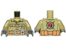 Torso Volcano Explorer Shirt with Belt and Radio Front, Volcano Logo Back Pattern / Olive Green Arms / Dark Bluish Gray Hands