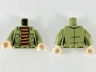 Torso Female Jacket with Pockets and Dark Red Shirt with 6 Yellow Stripes Pattern / Olive Green Arms / Light Nougat Hands