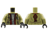Torso Jacket, Dark Red Lion on Back, Dark Red Jacket with Drawstrings, Dark Bluish Gray Shirt with Tan Logo Pattern / Olive Green Arms / Black Hands