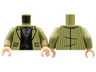 Torso Jacket with White Pinstripes, Black Vest, Dark Bluish Gray Shirt, Silver Waistcoat Chain Pattern / Olive Green Arms / Light Nougat Hands