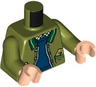 Torso Jacket Open with Dark Green Collar, Dark Blue Jumper, Lollipop and Chocolate Frog in Pockets Pattern / Olive Green Arms / Light Nougat Hands