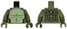 Torso Lizard Costume, Dark Green Scales and Yellowish Green Bare Chest with Olive Green Muscles Pattern / Olive Green Arms / Olive Green Hands