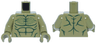 Torso Bare Chest with Dark Green Muscles Outline and Chest Hair Pattern / Olive Green Arms / Olive Green Hands