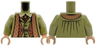 Torso Jacket with Copper Trim with Gold Stars over Vest with Buttons and Tan Shirt, Reddish Brown Tie with Pin Pattern / Olive Green Arms / Light Nougat Hands