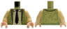 Torso Knit Vest Open with Lapels and Dark Green Trim, Tan Shirt with Collar, Black Tie Pattern / Tan Arms / Light Nougat Hands