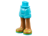 Mini Doll Hips and Shorts Folded Hem with Medium Nougat Legs and Lime Sandals with Medium Azure Soles and Straps with Flowers Pattern - Thick Hinge