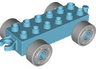 Duplo Car Base 2 x 6 with Open Hitch End and Light Bluish Gray Wheels with Fake Bolts