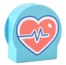 Duplo, Brick 1 x 2 x 2 Round Top, Cut Away Sides with Coral and White Heart with Blue Heartbeat Line Pattern