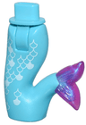 Mini Doll Hips and Mermaid / Merman Tail Assembly with Molded Satin Trans-Dark Pink Caudal Fin and Printed White Scales Pattern