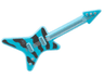 Minifigure, Utensil Musical Instrument, Guitar Electric 'ML' Type with Pearl Dark Gray Zebra Stripes and Silver Strings and Bridge Pattern