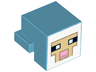 Creature Head Pixelated with Black and White Eyes, Bright Pink Nose, Tan Face with Dark Tan Outline on White Background Pattern (Minecraft Sheep)