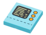 Tile 2 x 2 with Control Panel with Black Display, Bright Light Yellow Text, 3 Orange Buttons, and Dotted Line Pattern