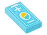 Tile 1 x 2 with Electric Car Battery with OctanE Logo and White Plus and Minus Sign Pattern