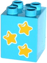 Duplo, Brick 2 x 2 x 2 with 3 Yellow Stars Pattern