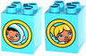 Duplo, Brick 2 x 2 x 2 with Porthole with Duplo Astronaut / Girl Pattern