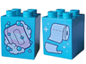 Duplo, Brick 2 x 2 x 2 with Lavender Soap, Sud and Bubbles / White Roll of Toilet Paper, Stars and Dots Pattern