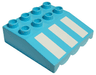 Duplo Roof Sloped 33 4 x 4 with Awning Overhang and 3 White Stripes Short Pattern