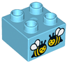 Duplo, Brick 2 x 2 with Two Bees Pattern