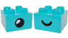Duplo, Brick 2 x 2 with Black Eye Open / Closed Pattern on Opposite Sides