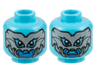 Minifigure, Head Dual Sided Alien, Light Bluish Gray Fish Bone Mask, Dark Azure Mouth, Sand Green Gills, Frown / Gritted Teeth Pattern