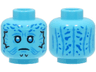 Minifigure, Head Alien SW Mythrol, Dark Azure Eyes and Contour Lines, Blue Spots on Forehead and Back, Frown Pattern