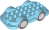 Duplo Car Base 4 x 8 with Four Black Wheels and Light Bluish Gray Hubs with Push & Go Motor