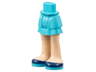 Mini Doll Hips and Skirt Layered, Light Nougat Legs and Dark Blue Shoes Pattern - Thick Hinge