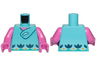 Torso Trolls Tunic, Dark Blue Flowers and Bright Light Orange Dots Pattern / Dark Pink Arms / Dark Pink Hands