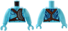 Torso Na'vi with Dark Blue Markings, Reddish Brown Strap and Silver Belt, and Silver Spots Pattern / Medium Azure Arms Long / Medium Azure Hands