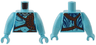 Torso Na'vi with Dark Blue Markings, Reddish Brown Strap and Belt, and Silver Necklace Pattern / Medium Azure Arms Long / Medium Azure Hands