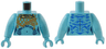Torso Na'vi with Dark Blue Markings, Tan Shell, Medium Nougat Net with Silver Beads Pattern / Medium Azure Arms Long / Medium Azure Hands