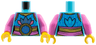 Torso Female, Gold Hems and Medallion, Dark Pink Sash, Metallic Light Blue Feather, Hourglass Pattern / Dark Pink Arms / Yellow Hands