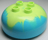 Duplo, Brick Round 4 x 4 Dome Top with 2 x 2 Studs with Marbled Yellowish Green Pattern