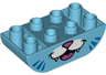 Duplo, Brick 2 x 4 Slope Curved Inverted Double with Dark Pink Nose and Tongue, White Muzzle and Fangs, and Blue Stripes, Cat Lower Face Pattern