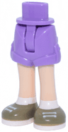 Mini Doll Hips and Shorts Folded Hem with Molded Light Nougat Legs and Printed Dark Tan Shoes with White Laces, Soles and Socks Pattern - Thin Hinge