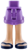 Mini Doll Hips and Shorts Folded Hem with Molded Light Nougat Legs and Printed Dark Blue Sandals Pattern - Thin Hinge
