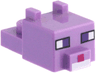 Creature Head Pixelated with Ears, Nose, and Face with Dark Purple Eyes and Magenta Nose Pattern (Minecraft Dyed Cat)