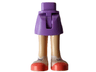 Mini Doll Hips and Skirt with Molded Light Nougat Legs and Printed White Shoes with Black Laces and Coral Soles Pattern - Thin Hinge