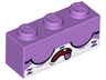 Brick 1 x 3 with Cat Face Wide Closed Eyes, Open Mouth with Tongue Hanging Out, and 2 Purple 'Z's Pattern (Sleepy Unikitty)
