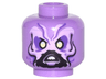 Minifigure, Head Alien with Dark Purple and Lavender Eyebrows and Face, Black Lines and Beard, Yellowish Green Eyes Pattern