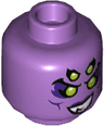 Minifigure, Head Dual Sided Alien, 4 Lime Eyes, Smile with Missing Tooth / Open Mouth with Tongue Pattern